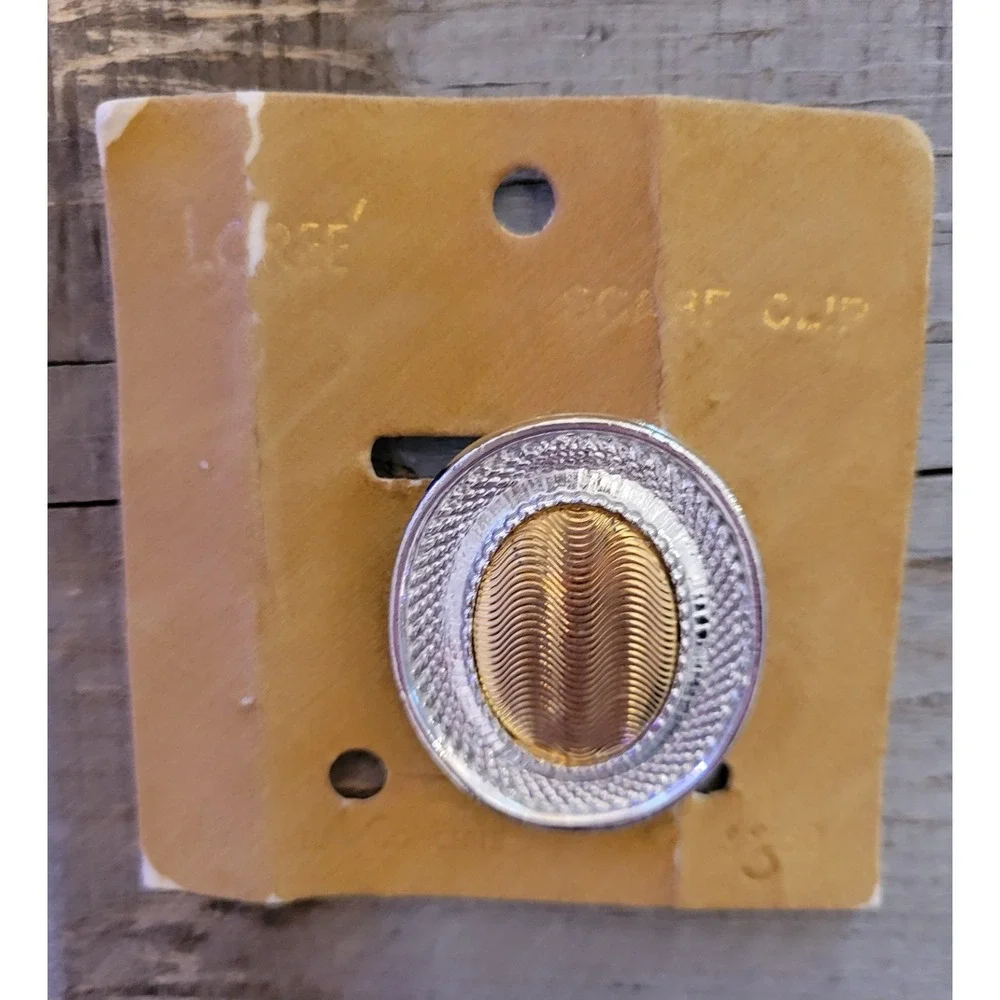 Loree Scarf Clip Vintage Gold Tone Silver Tone Oval‎ Brooch Pin Accessory